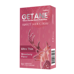 GETANE® Super Smooth Strawberry-Flavored Lubricated Condoms – Enhanced Protection & Pleasure